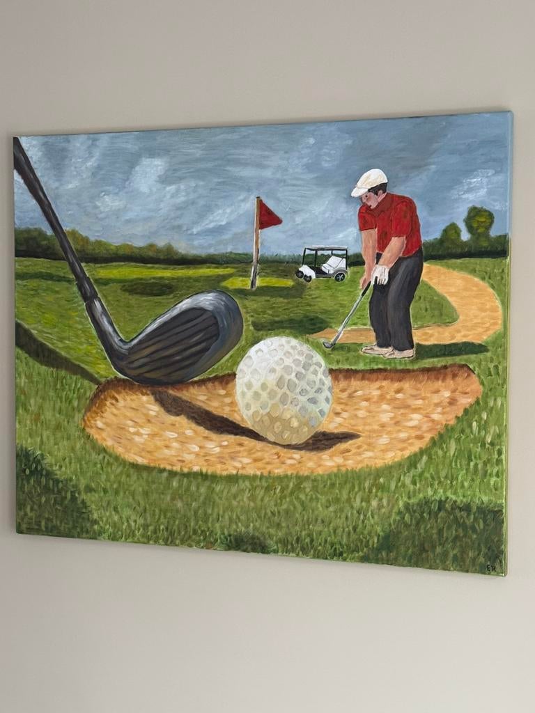 Schilderij “golf”, Antiek en Kunst, Ophalen of Verzenden