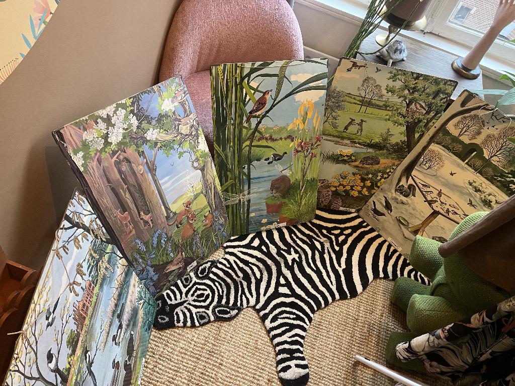 vintage schoolplaat wandplaat kunst natuur en dieren, Ophalen