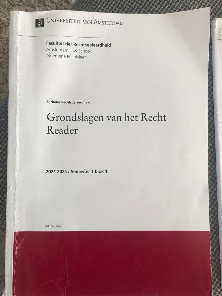 Grondslagen van het Recht Reader UvA 2025-2026, Boeken, Studieboeken en Cursussen, Ophalen of Verzenden, Gamma, Gelezen, WO