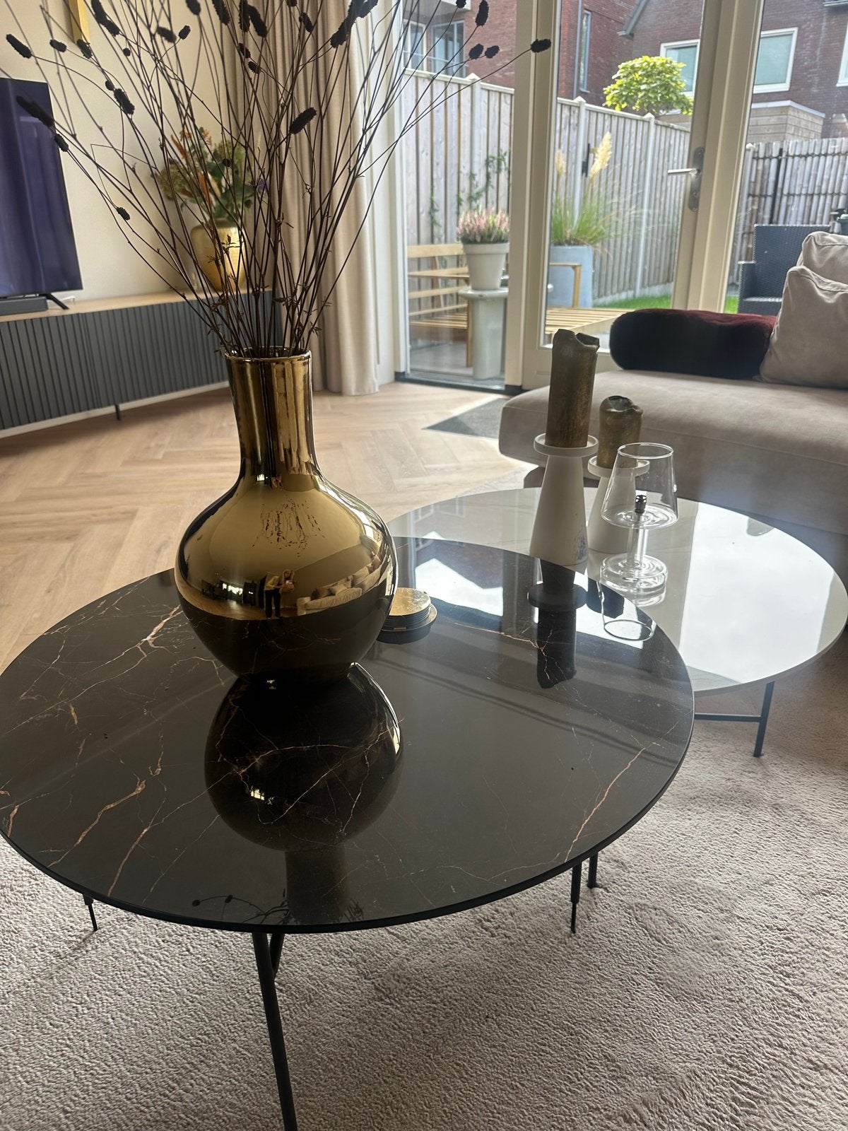 Woood salontafels marmer look, Ophalen, Rond, 50 tot 100 cm
