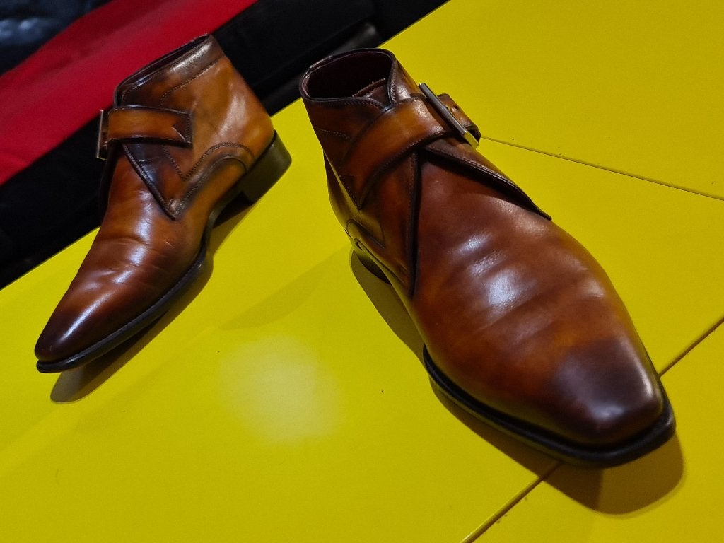 Prachtige Magnanni half hoog met gesp en cognac kleur 40/5, Kleding | Heren, Schoenen, Bruin, Verzenden, Magnanni, Gespschoenen