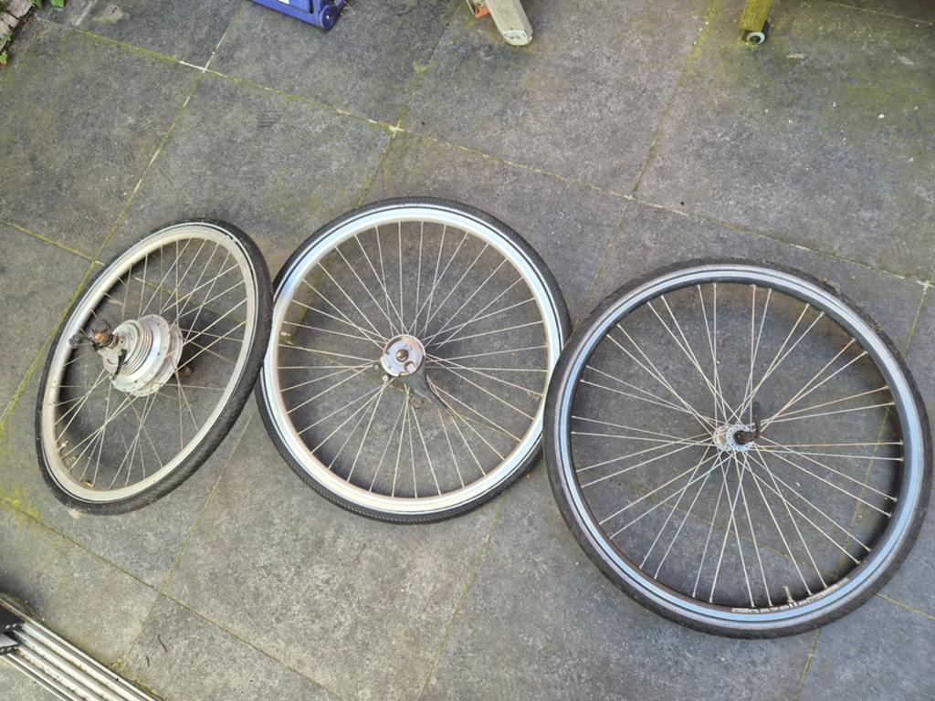 Fietswielen met Naafdynamo en Trommelrem, Fietsen en Brommers, Fietsonderdelen, Gebruikt, Toerfiets, Aluminium, Ophalen