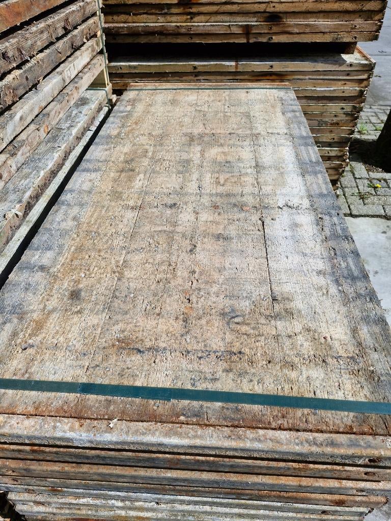 gebruikte steenschot naaldhout 140x65x5cm stalen kopprofiel, Ophalen, Gebruikt, Hout