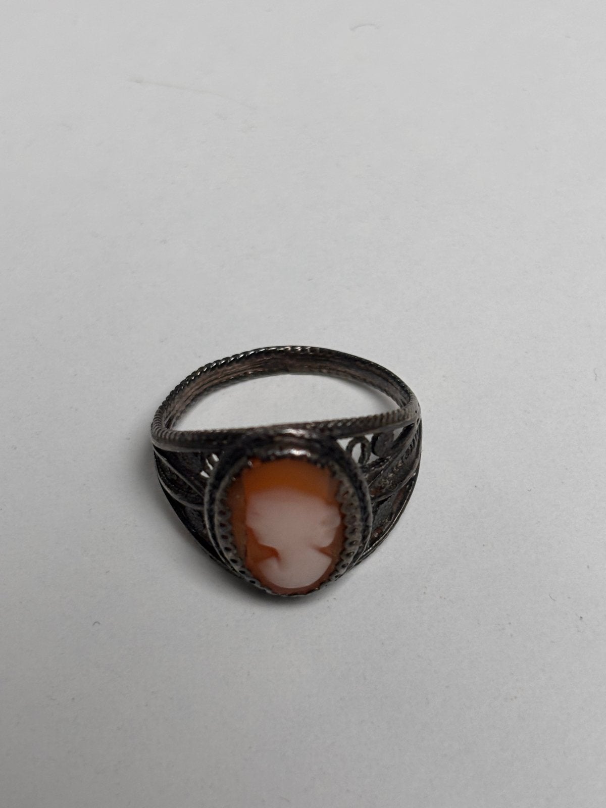 Vintage Zilveren Camee Ring - Elegante Dame, Sieraden, Tassen en Uiterlijk, Gebruikt, Ophalen of Verzenden, 17 tot 18, Dame