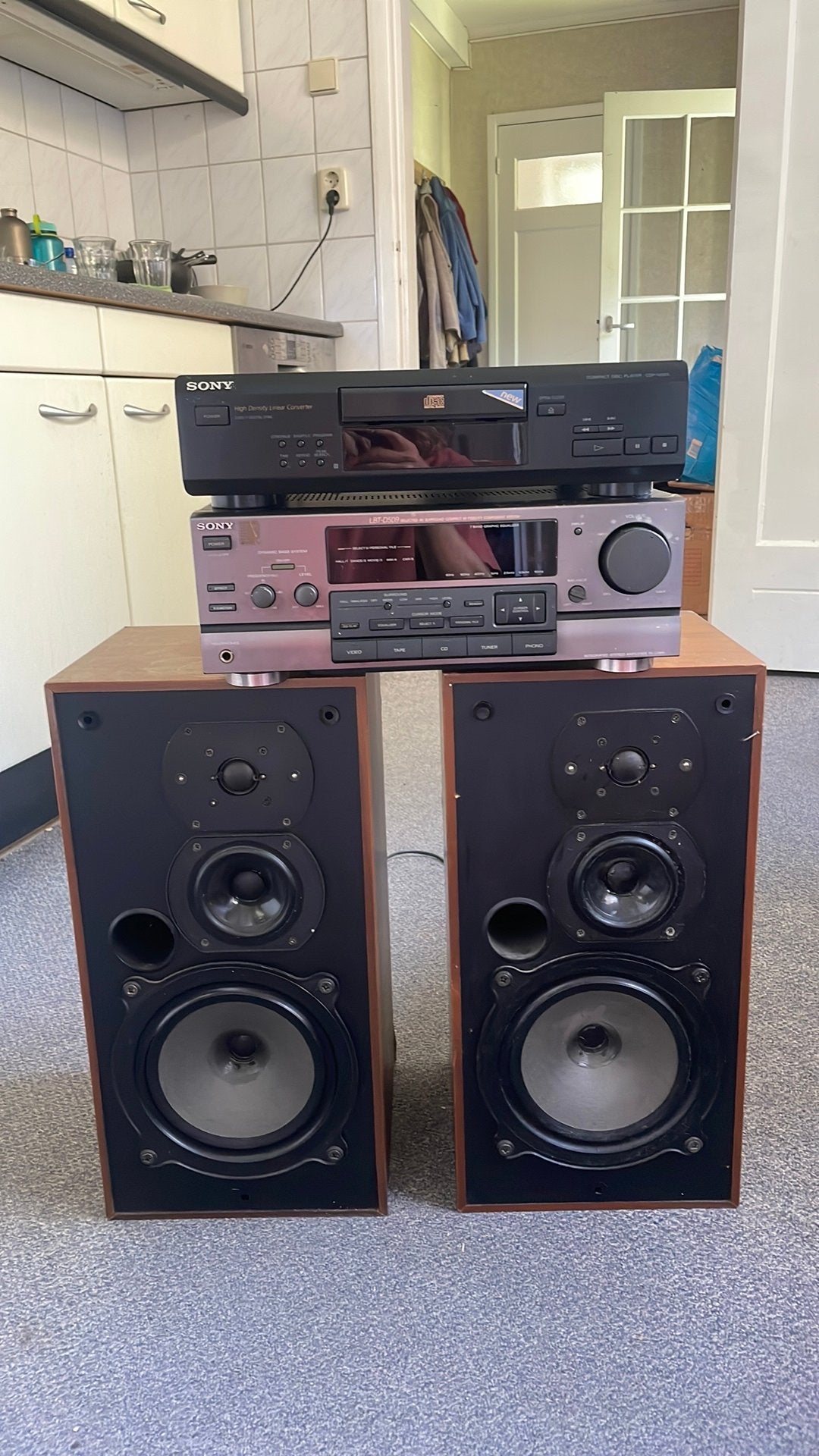 Bouwers en Wilkens B&W DM23 + Sony LBT-D509 versterker, Ophalen, Gebruikt, Minder dan 60 watt, Overige merken