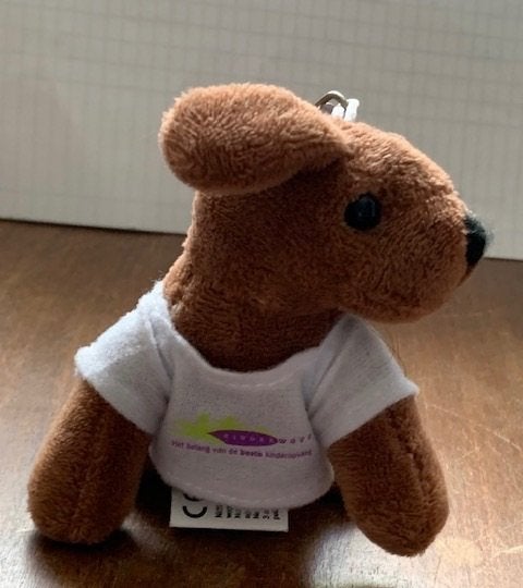 Schattige Bruine Hond Sleutelhanger met T-shirt, Ophalen of Verzenden, Zo goed als nieuw, Knuffel of Figuurtje