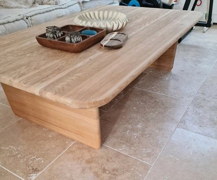 Deense Salontafel Japandi Vintage Eiken Retro, Ophalen, Gebruikt, 100 tot 150 cm, Eikenhout
