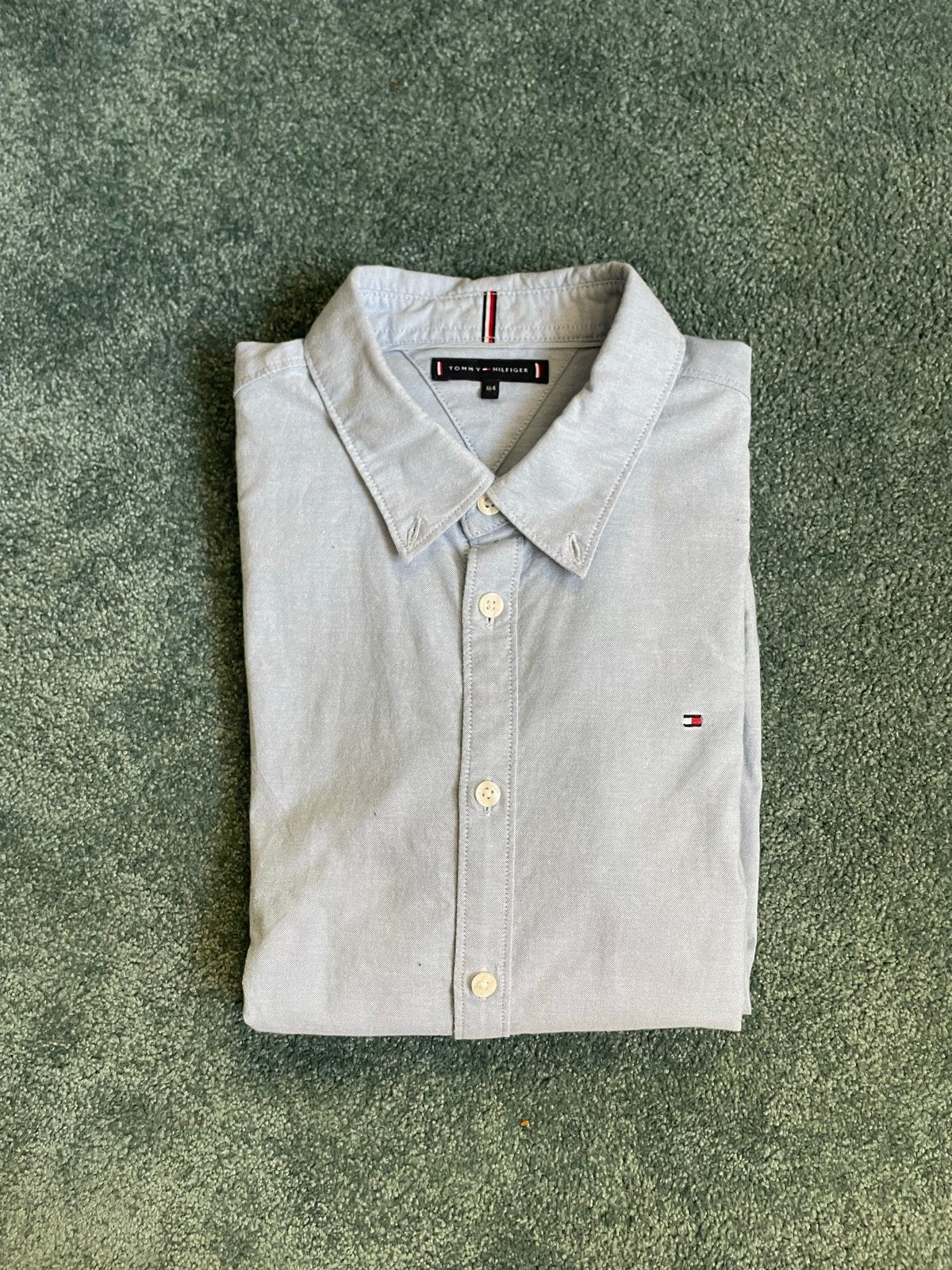 Tommy Hilfiger overhemd lichtblauw maat 164, Ophalen of Verzenden, Zo goed als nieuw, Jongen, Overhemd of Blouse