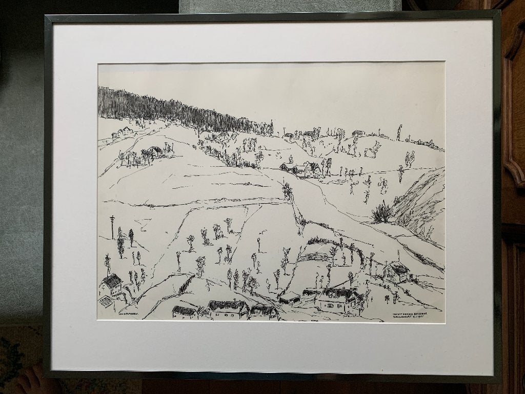 JAN DELFGAAUW (1915–1982) Pen Tekening Inkt Landschap 1965, Antiek en Kunst, Ophalen of Verzenden, Tekening, Gesigneerd