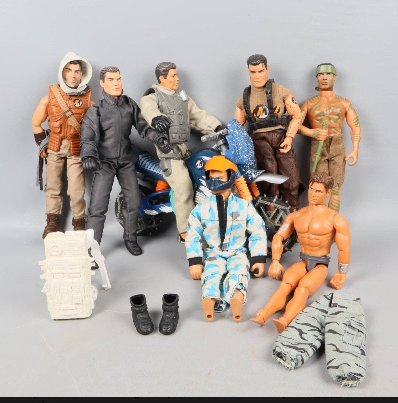 Grote vintage Action Man & Max Steel lot – 7 figuren + motor, Ophalen of Verzenden, Gebruikt