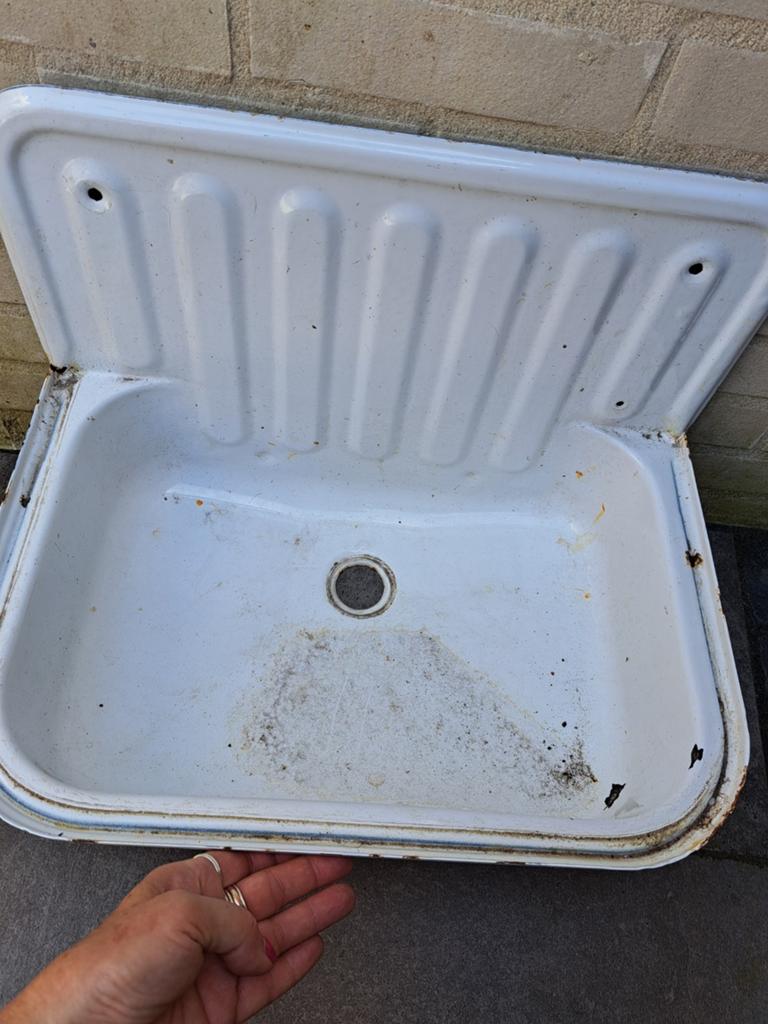 Vintage, emaille stortbak, ook leuk voor planten, Ophalen