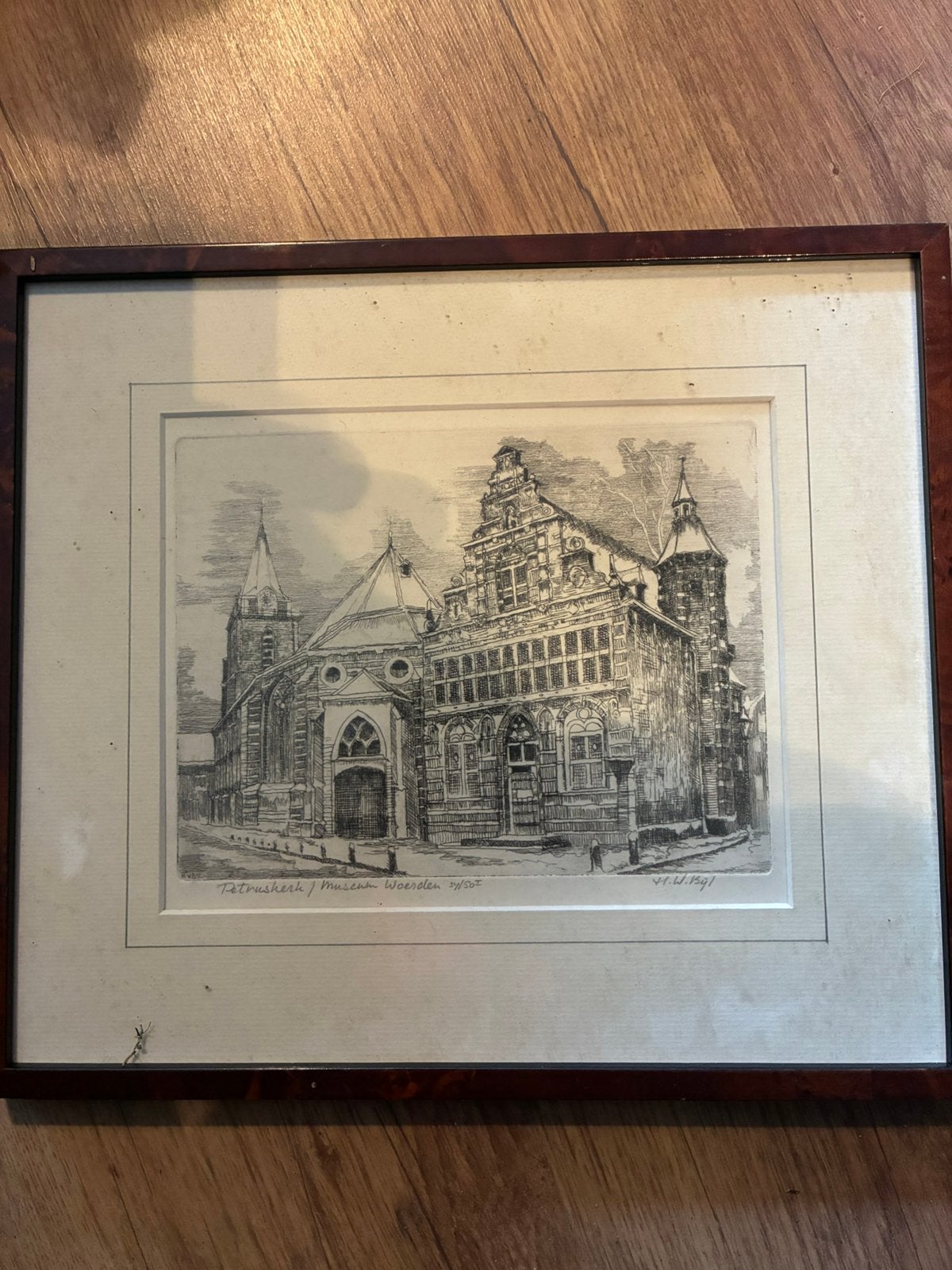 Ets Petruskerk / Museum Woerden door H.W. Bijl, Antiek en Kunst, Kunst | Etsen en Gravures, Stadsgezicht, Ophalen of Verzenden