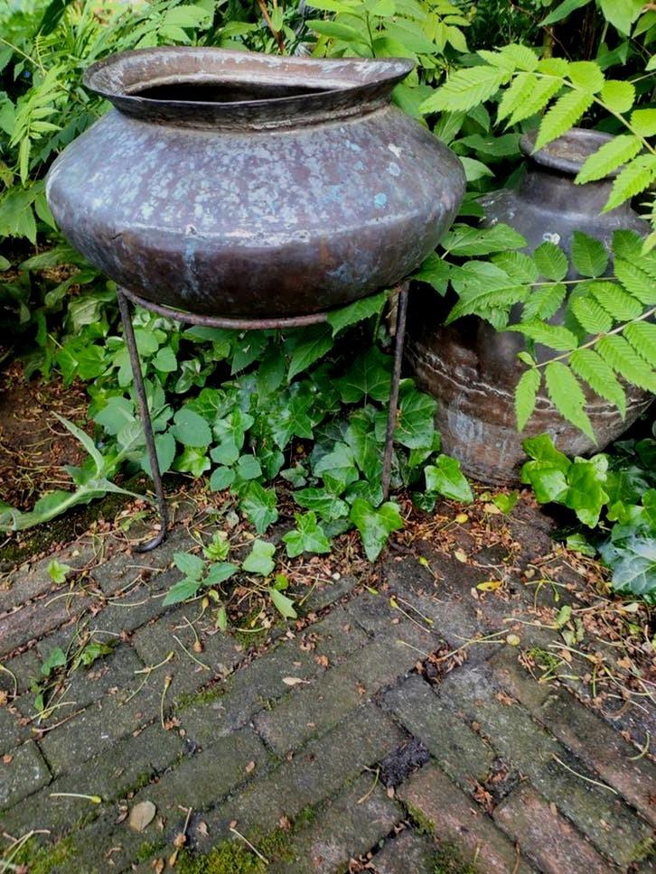 Antiek tuin rek voor pot, plank, vogeldrinkbak plant, Ophalen of Verzenden