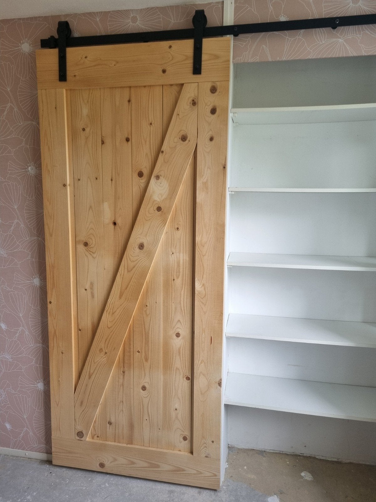 Houten schuifdeur met zwarte rails - 100x234cm, Doe-het-zelf en Verbouw, Deuren en Horren, Ophalen