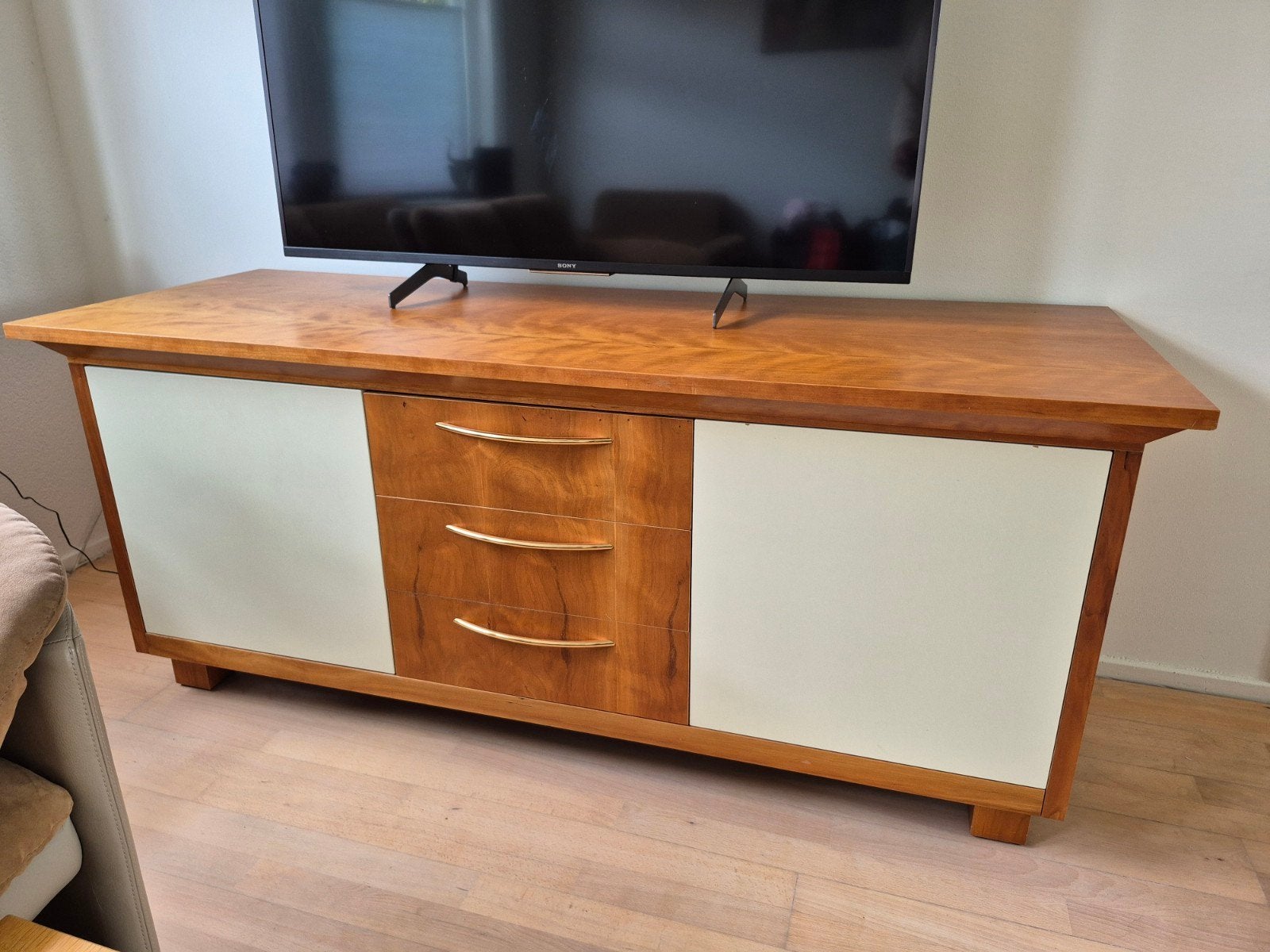 TV-meubel design kersenhout, Ophalen, Gebruikt, 150 tot 200 cm, Minder dan 100 cm