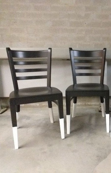 2 stuks houten caféstoelen | zwart | wit, Ophalen, Gebruikt, Twee, Zwart