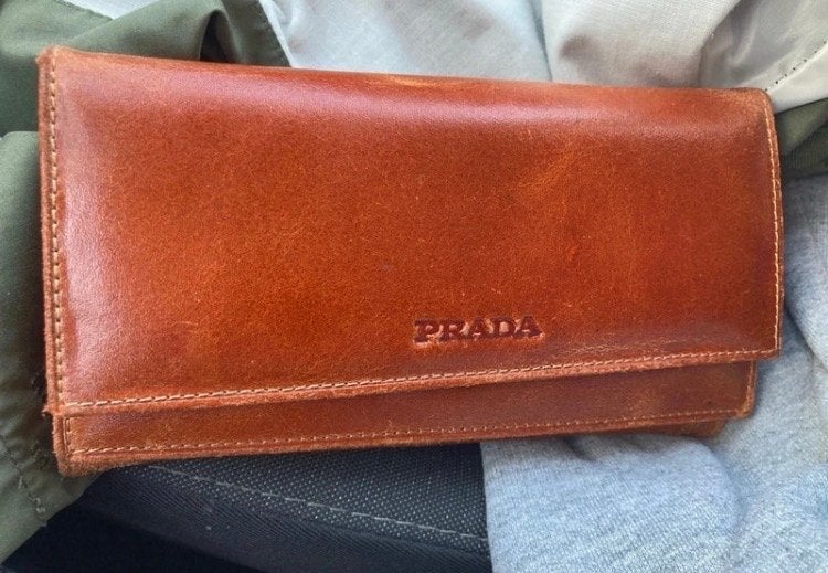 Prada Leren Portemonnee - Cognacbruin, Overige merken, Gebruikt, Bruin, Ophalen of Verzenden