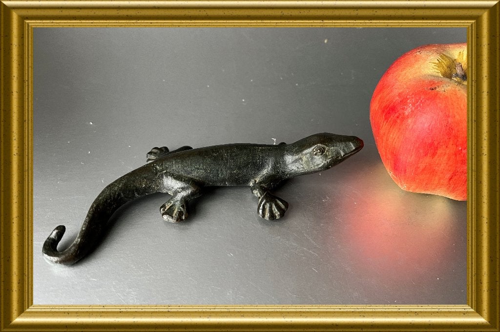 Vintage koperen / bronzen salamander, hagedis, Ophalen of Verzenden