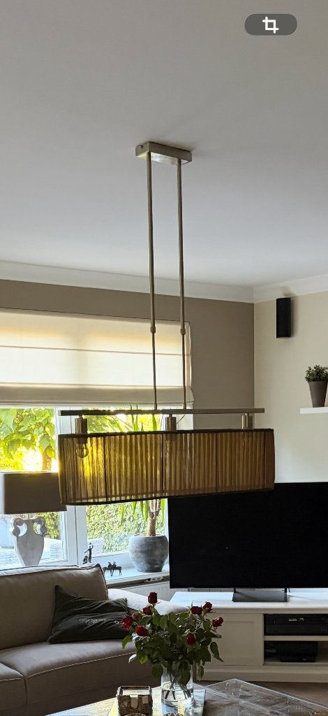 hanglamp ( zilver met donker bruine kap), Ophalen of Verzenden, Gebruikt, Landelijk