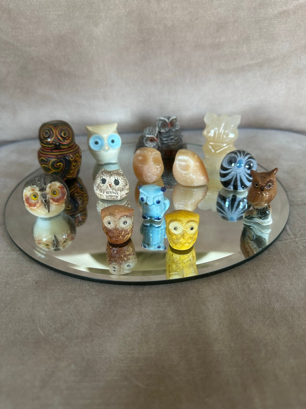 Collectie van 14 Uilen Beeldjes - Diverse Materialen, Ophalen of Verzenden, Zo goed als nieuw, Vogel, Beeldje of Figuurtje
