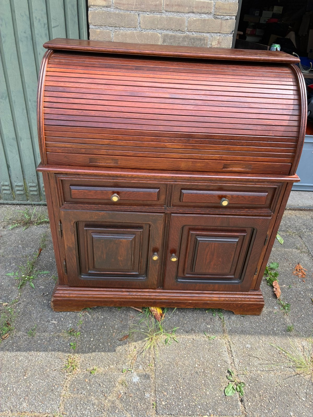 Antieke rolluik secretaire / bureau, Ophalen
