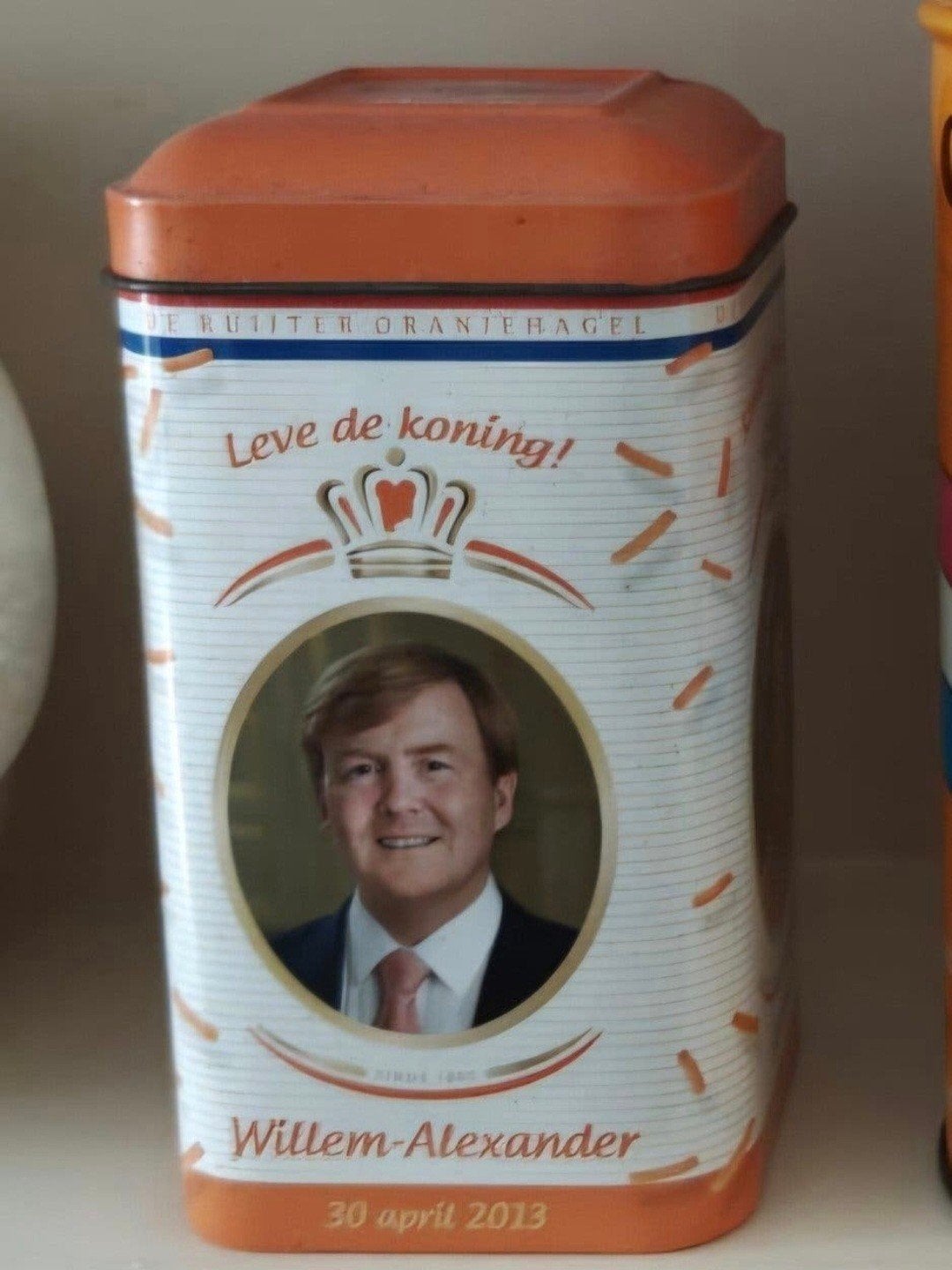 3 x vintage zoute bollen Oranje Hagel Blikken Bus Koning, Ophalen of Verzenden, Gebruikt, Nederland, Overige typen
