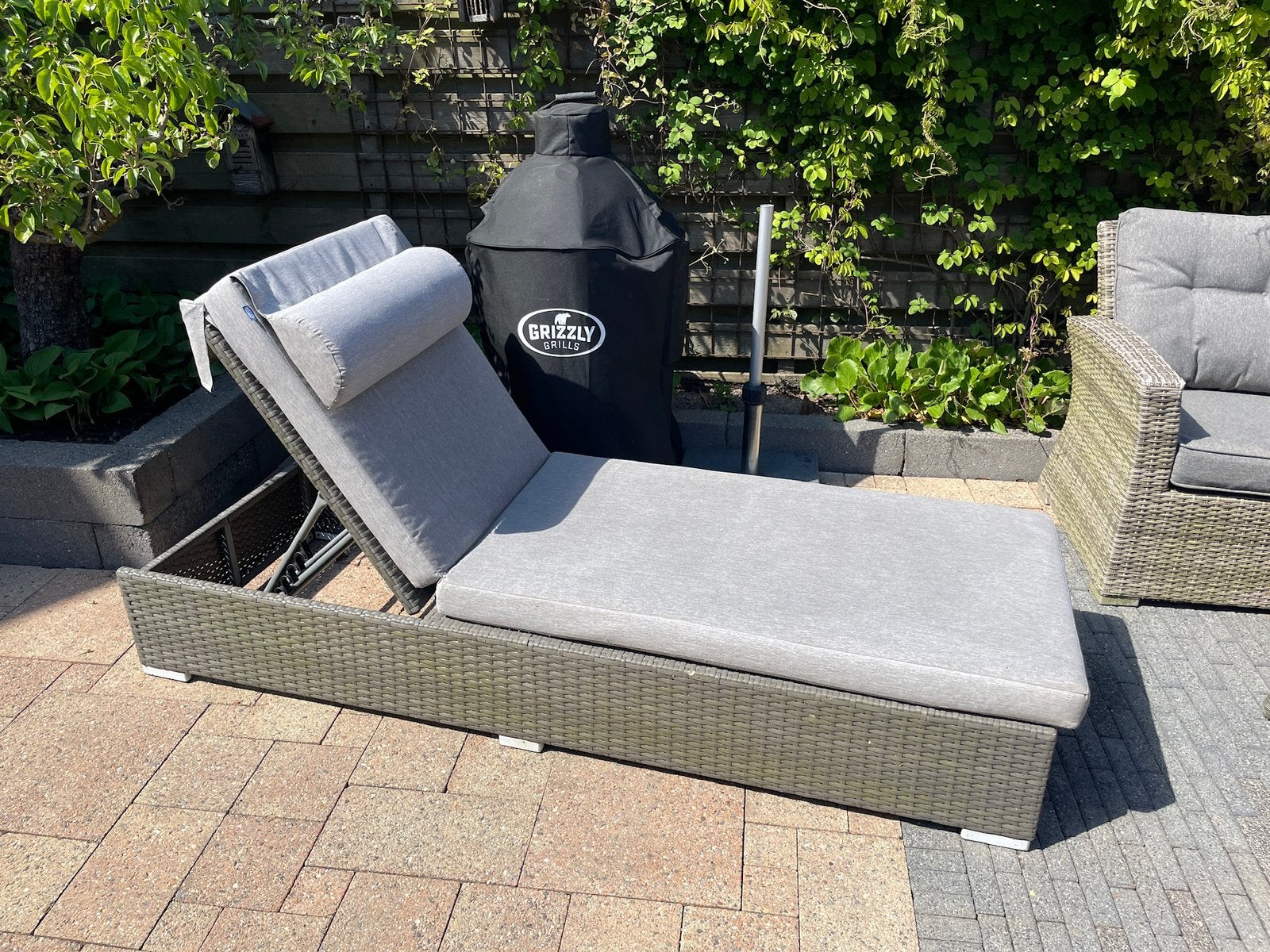Prachtig Messina ligbed tuin met dik kussen!, Ophalen of Verzenden, Zo goed als nieuw, Aluminium, Verstelbaar