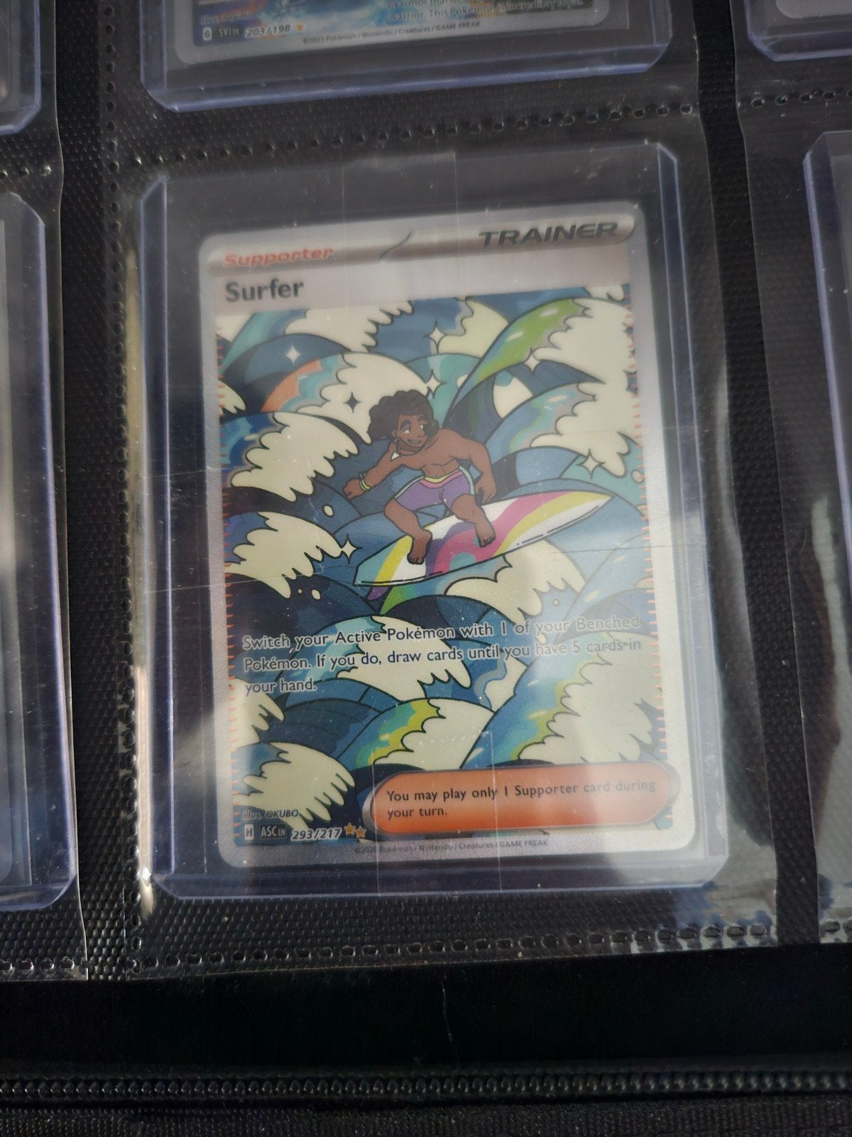 Pokemon Surfer 293/217 Ascended Heroes, Ophalen of Verzenden, Zo goed als nieuw, Losse kaart, Foil