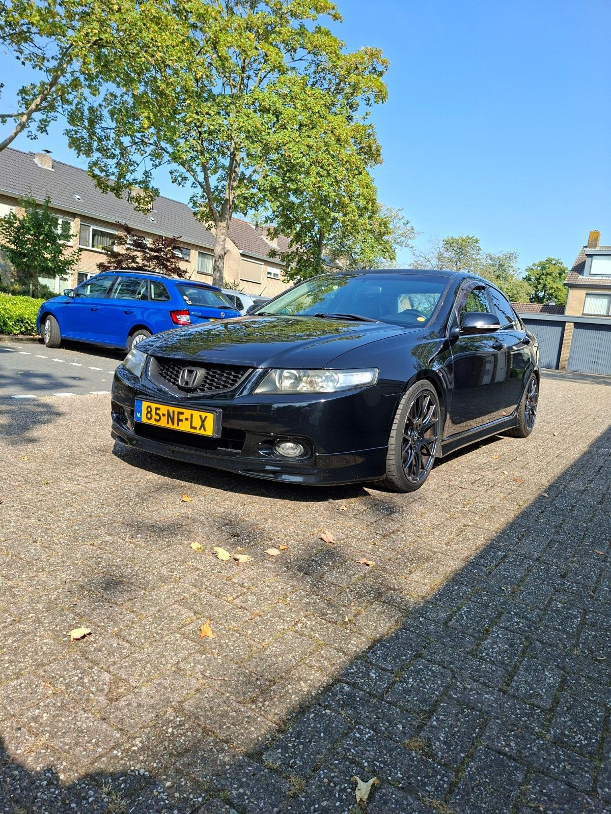 Honda Accord 2.4 I Sedan Type S 2003 Zwart, Auto's, Voorwielaandrijving, Zwart, Leder en Stof, Zwart