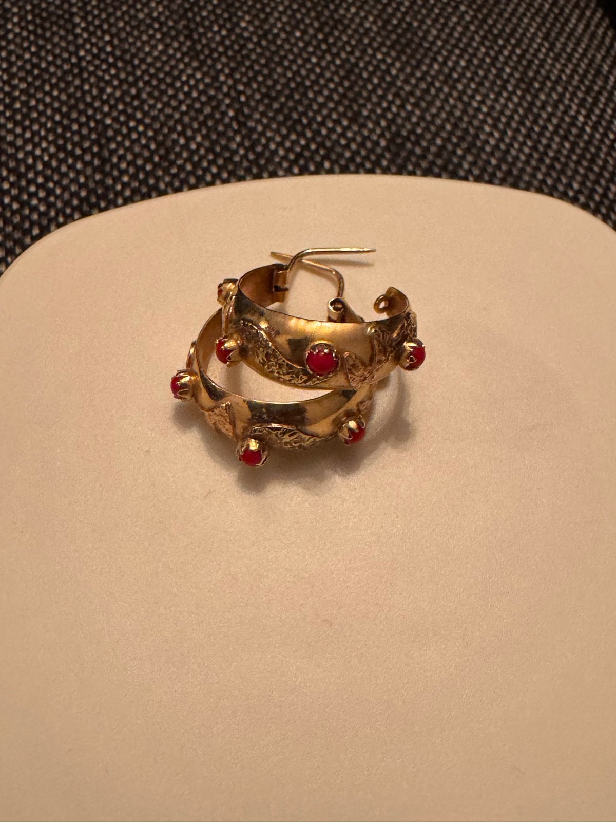 14 Karaat Gouden antieke oorbellen, Sieraden, Tassen en Uiterlijk, Hangers, Ophalen of Verzenden, Zo goed als nieuw, Met edelsteen