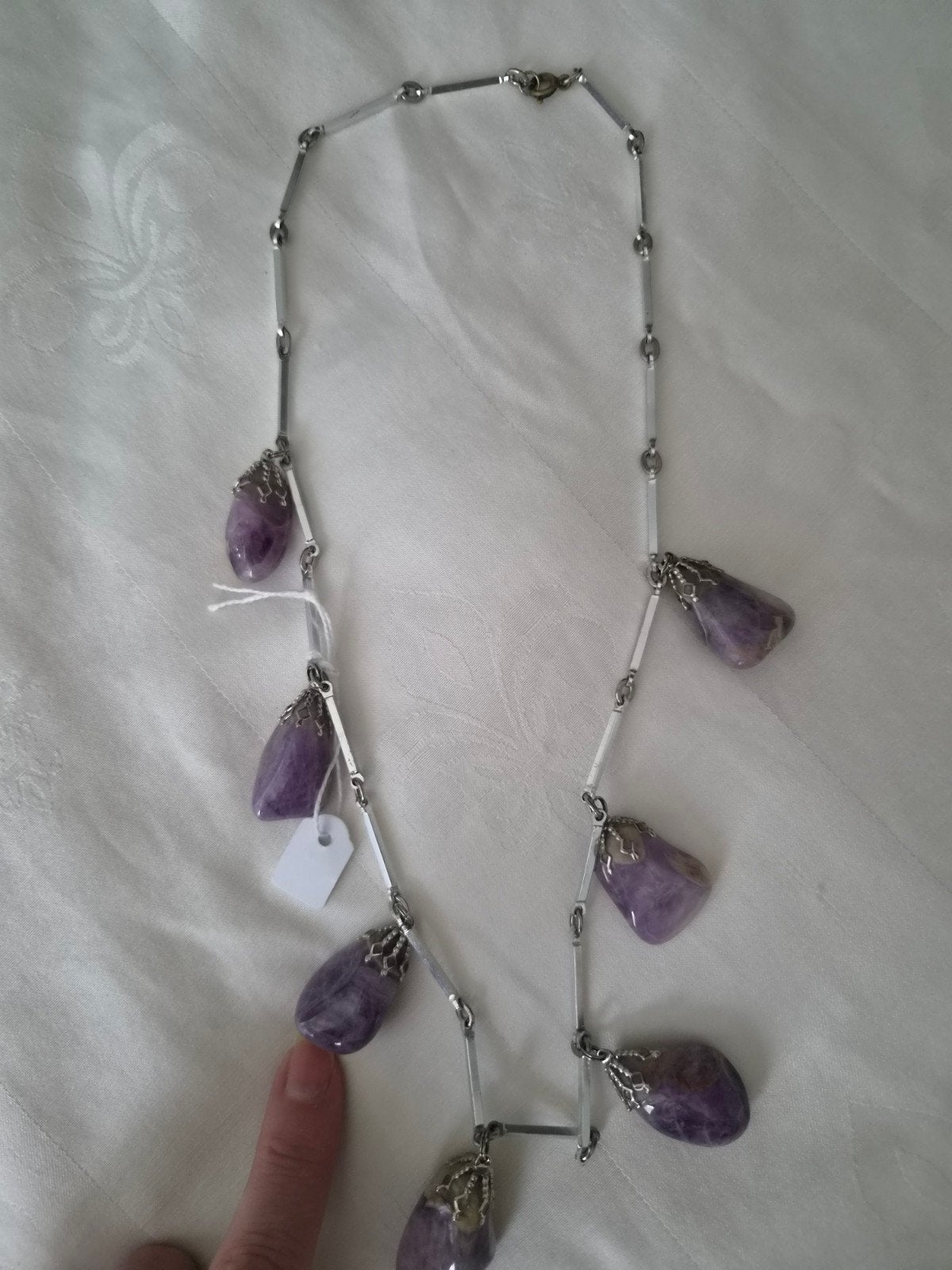 Prachtige ketting met amethist edelstenen, Sieraden, Tassen en Uiterlijk, Kettingen, Gebruikt, Paars, Ophalen of Verzenden, Steen of Mineraal