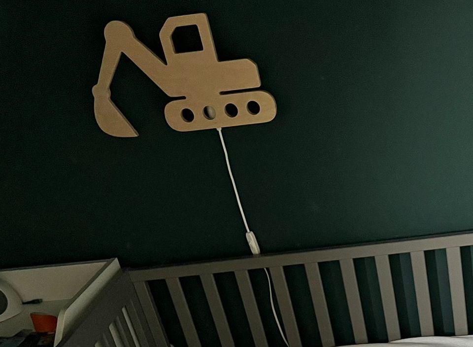Houten graafmachine lamp voor kinderkamer, Ophalen, Zo goed als nieuw