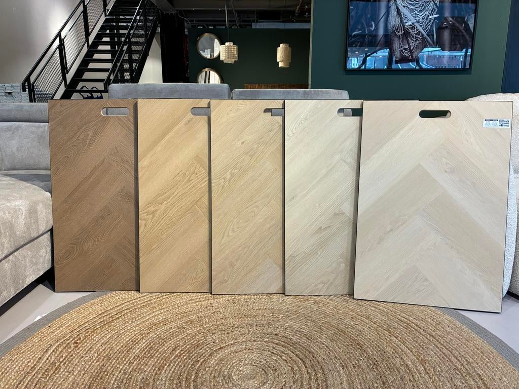 Actie 5 kleuren PVC Klik Visgraat Ultra Mat & Ftalataatvrij, Ophalen, Bruin, 75 m² of meer, Nieuw