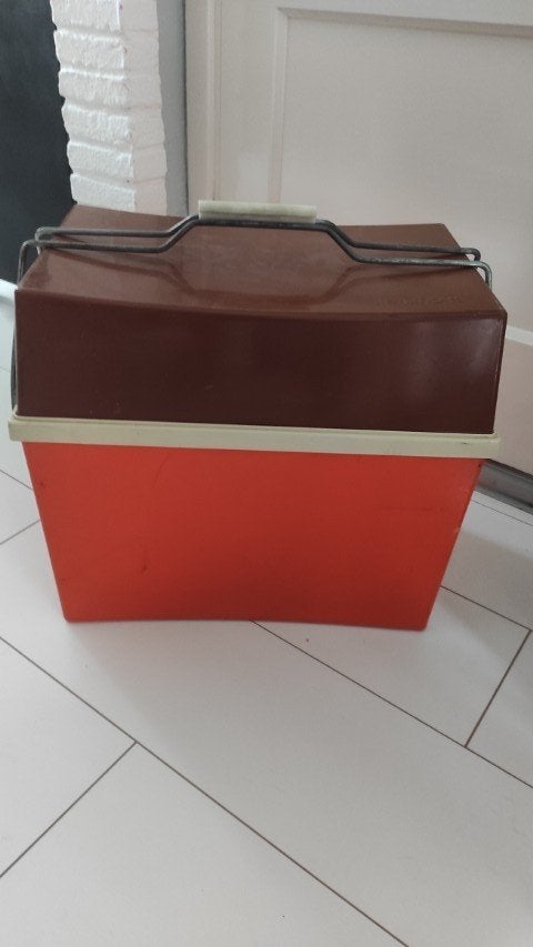 Vintage koelbox Curver oranje bruin met beugels, Ophalen of Verzenden, Gebruikt, Koelbox, Koelelement