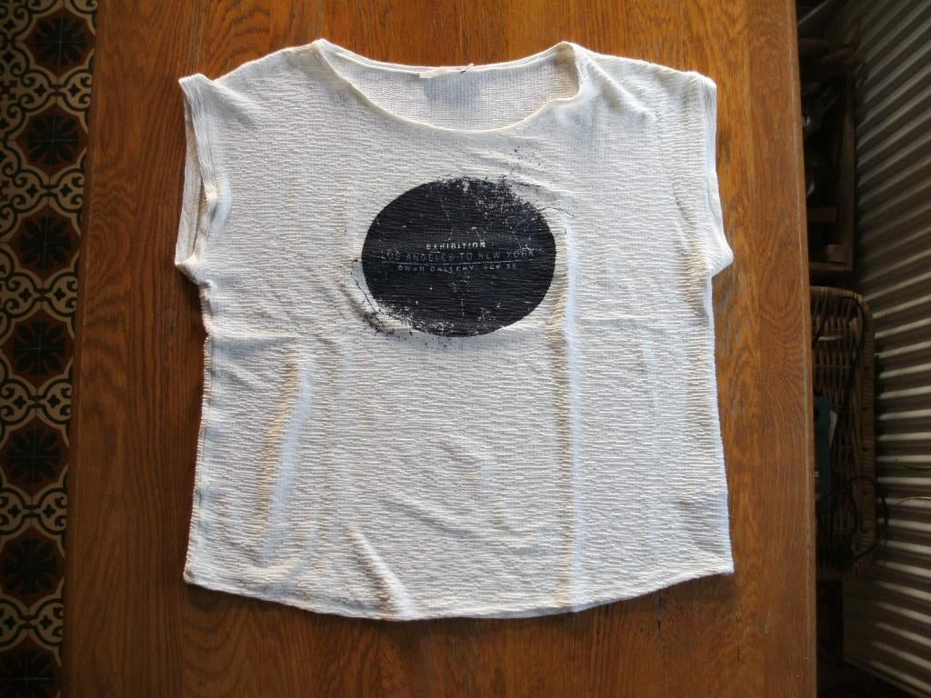 Crème T-shirt met blauwe opdruk. Merk: Betty & Co. Maat 40., Kleding | Dames, Maat 38/40 (M), Overige kleuren, Ophalen of Verzenden