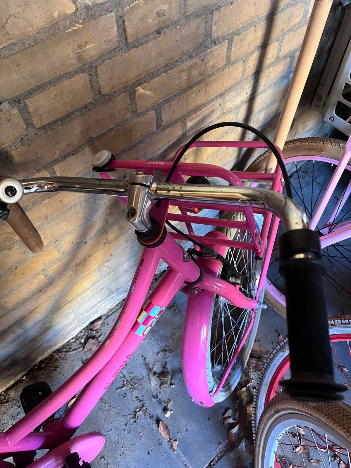 Roze Alpina kinderfiets - 20 inch, Ophalen, Gebruikt, Velgrem, Handrem