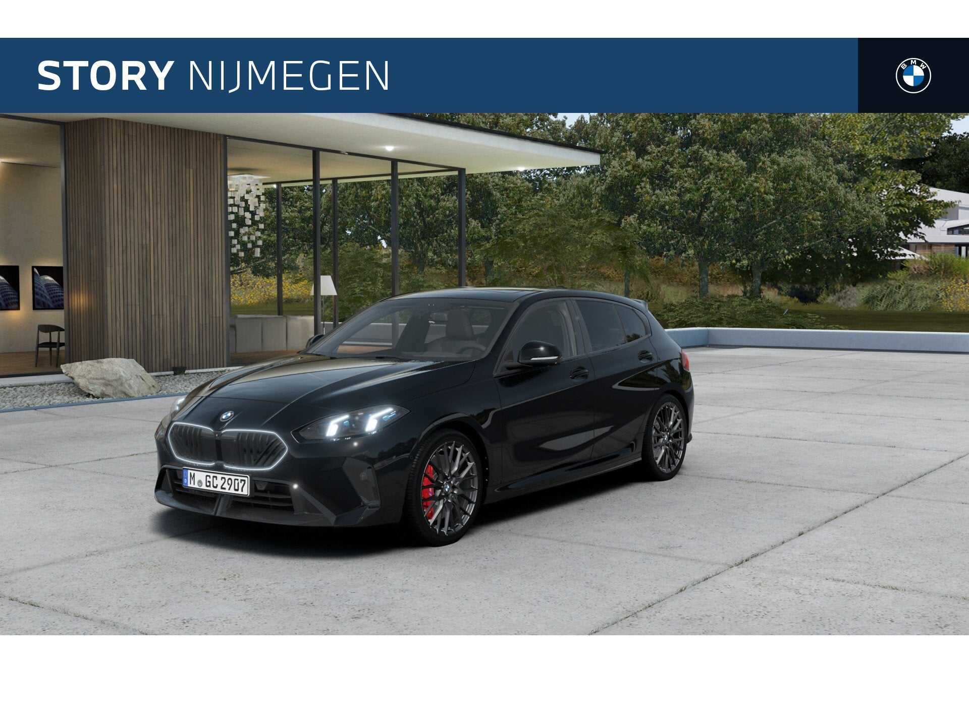 BMW 1 Serie 120 M Sport Automaat / panoramadak / Sportstoele, Auto's, Dealer onderhouden, Zwart, 156 pk, Zwart