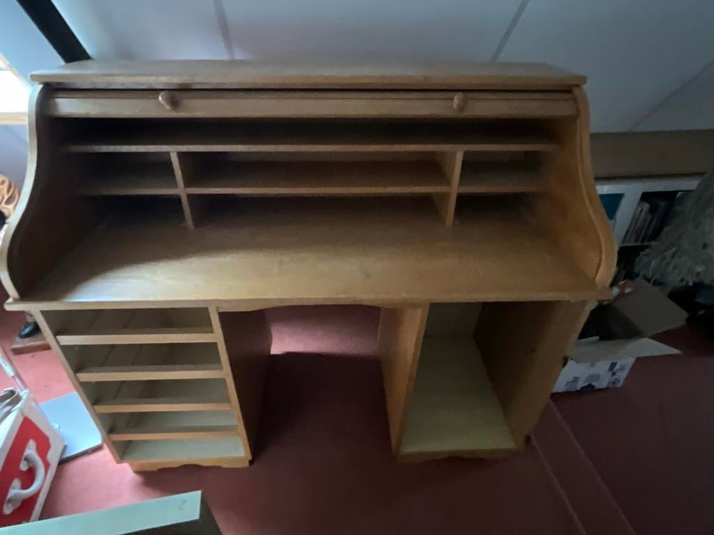 Eiken secretaire met rolluik, Huis en Inrichting, Kasten | Secretaires, Ophalen, Gebruikt