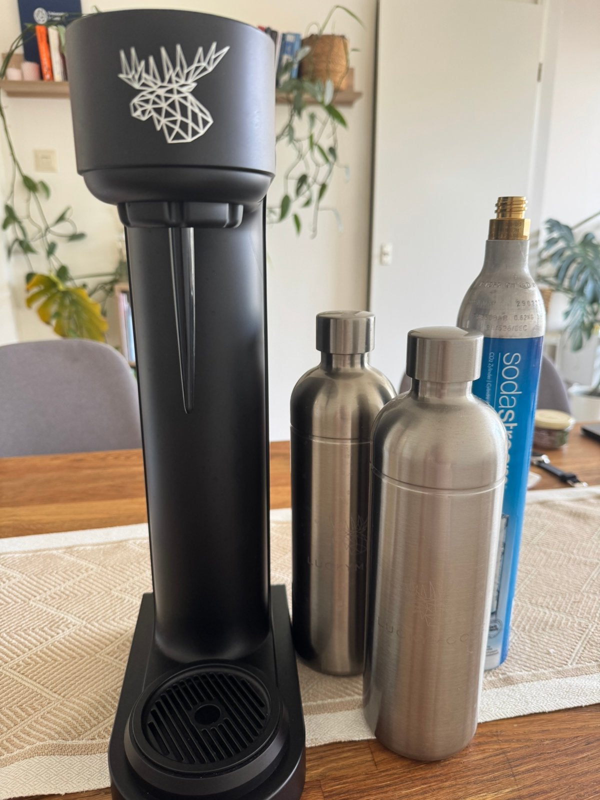 Luckymoose Infinity soda stream+ 2 RVS flessen, Ophalen of Verzenden, Zo goed als nieuw