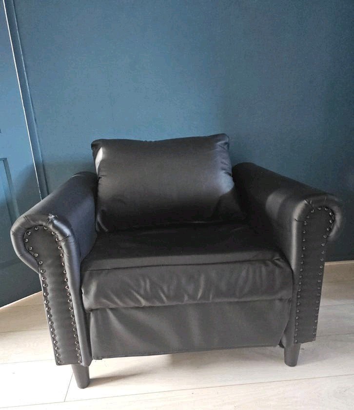 Zwarte comfortabele stoel, Ophalen, Eenpersoons, Minder dan 150 cm