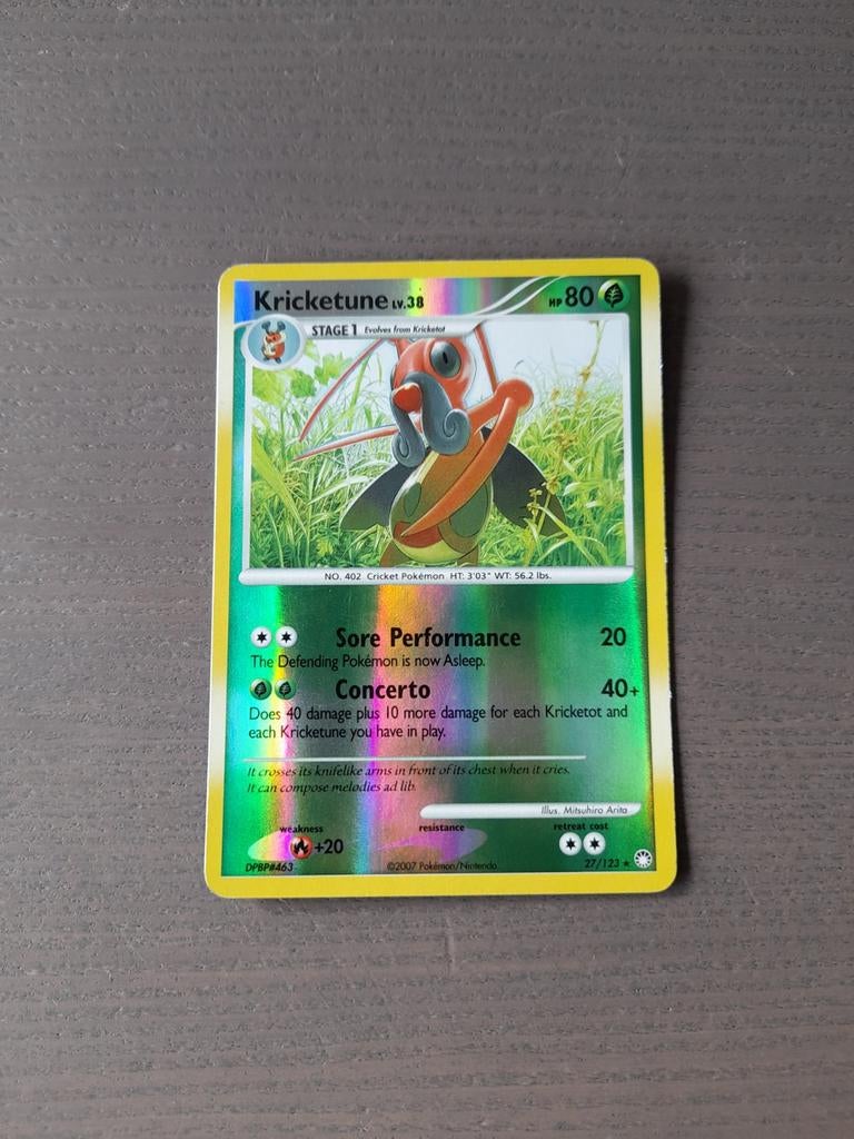 2007 mysterious treasures 27/123 kricketune reverse, Ophalen of Verzenden, Gebruikt, Losse kaart, Foil