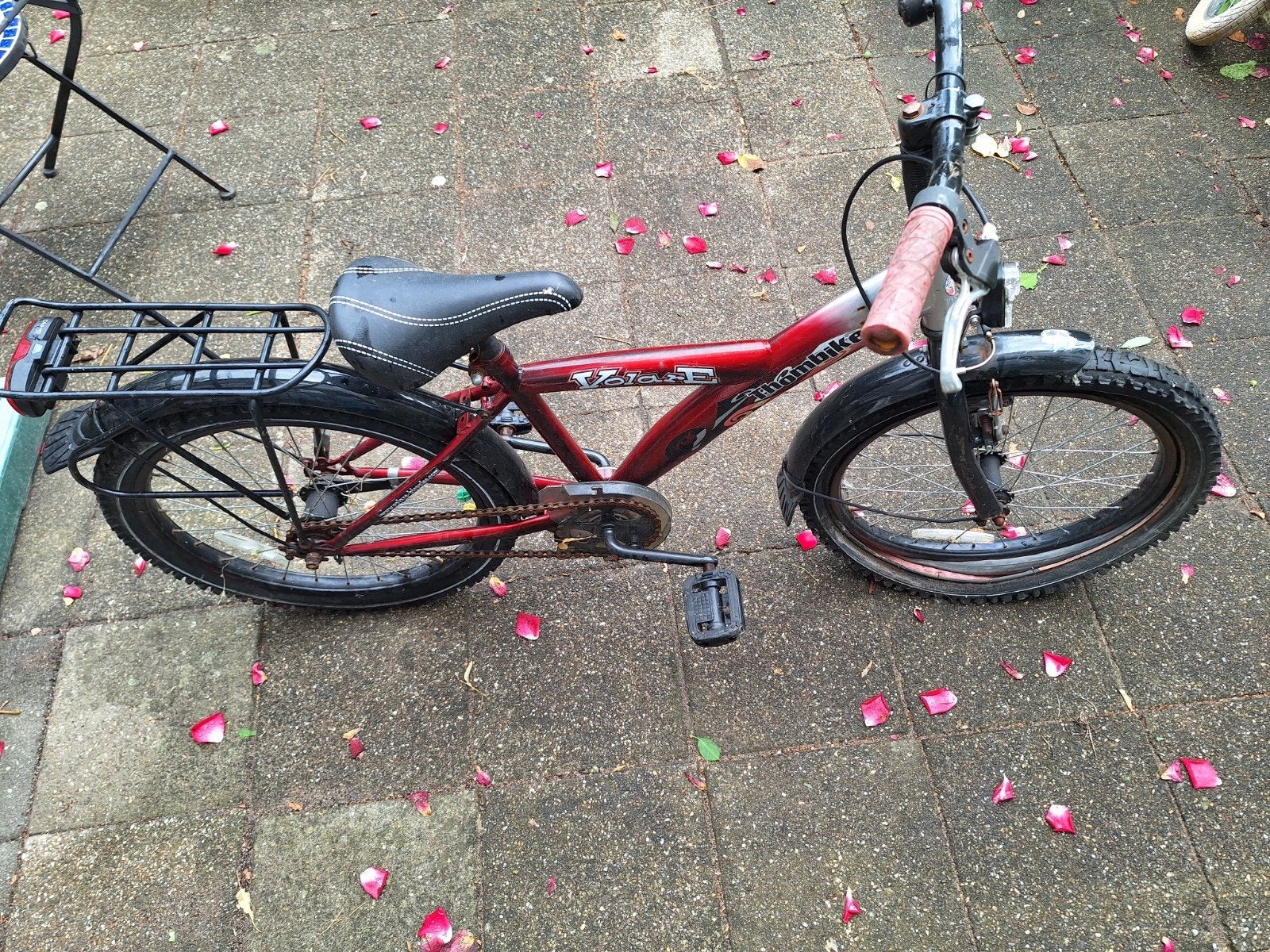 Thombike bruin en SJOEF Kinderfiets Zwart met Vlammen, Ophalen, Terugtraprem, SJOEF en Thombike, 16 tot 20 inch