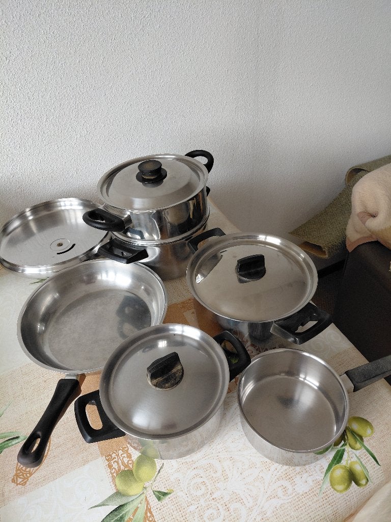pannenset 6-delig rvs, Ophalen, Gebruikt, Rvs, Pannenset