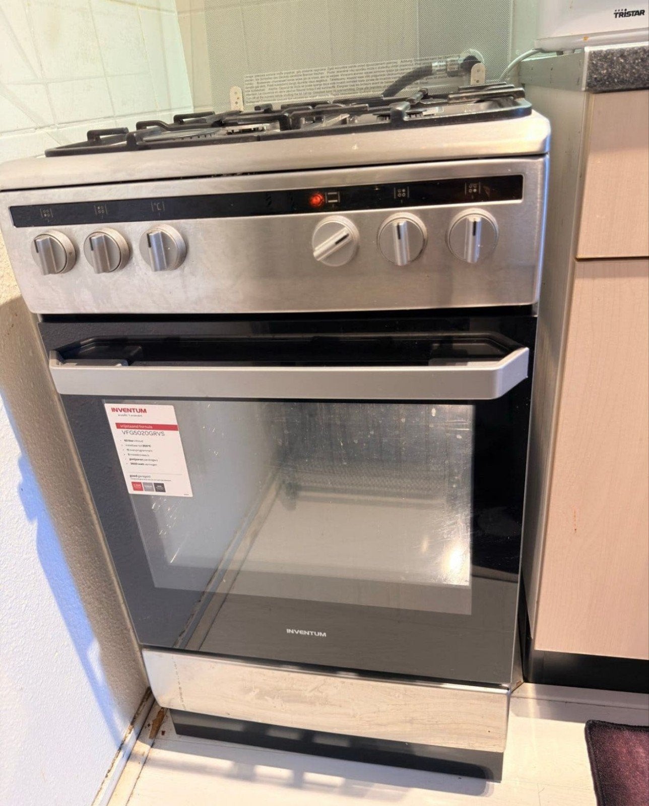 Inventum VFG5020GRVS Vrijstaand Gasfornuis met Oven, Ophalen, Gebruikt, 4 kookzones, Gas