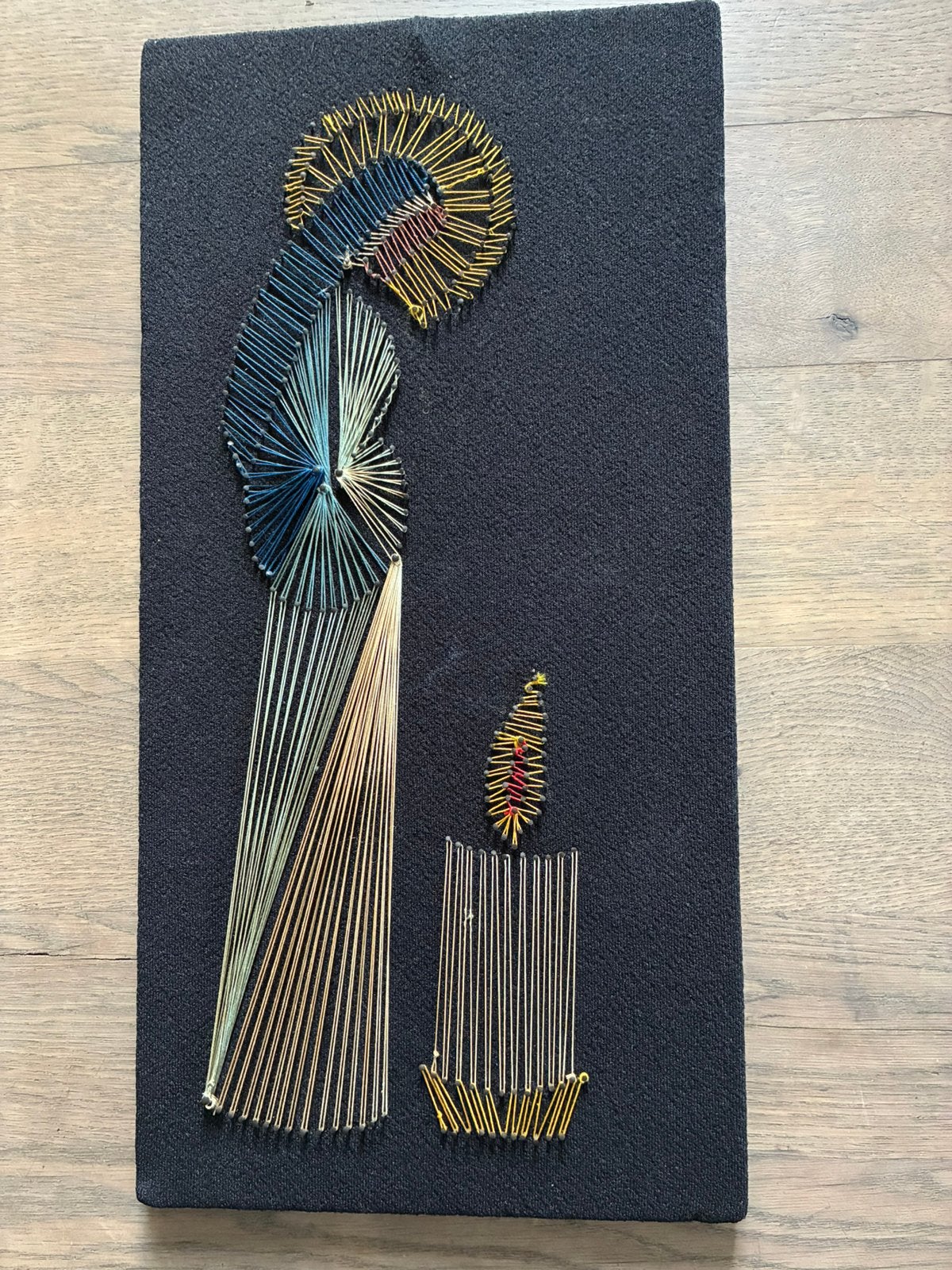 Vintage Draadkunstwerk Maria met kaars, Ophalen of Verzenden