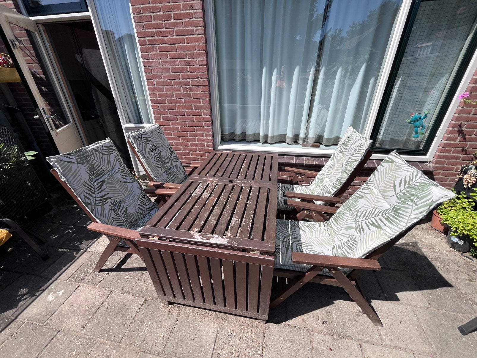 Gratis ophalen. Ikea Applaro tuinset incl kussens., Tuin en Terras, Tuinsets en Loungesets, Ophalen, 4 zitplaatsen, Gebruikt, Hout