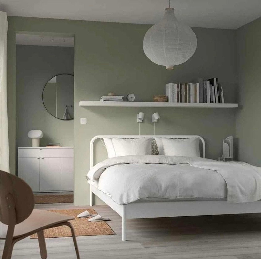 Complete Ikea metal bed, slatted bases, good mattress 140x20, Ophalen, Zo goed als nieuw, Tweepersoons