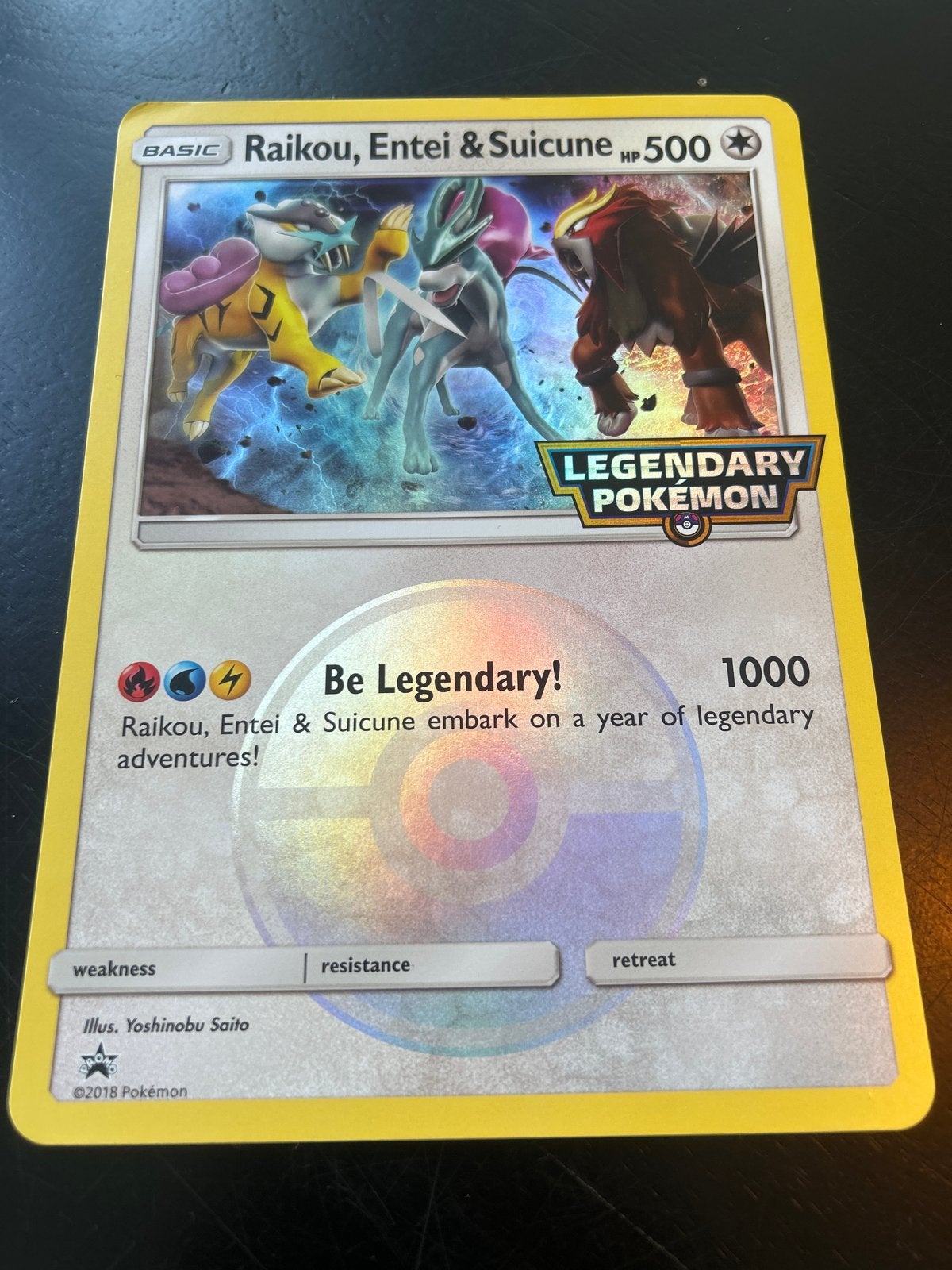 Jumbo Pokémon Kaart: Raikou, Entei & Suicune Legendary, Ophalen of Verzenden, Zo goed als nieuw, Losse kaart, Foil