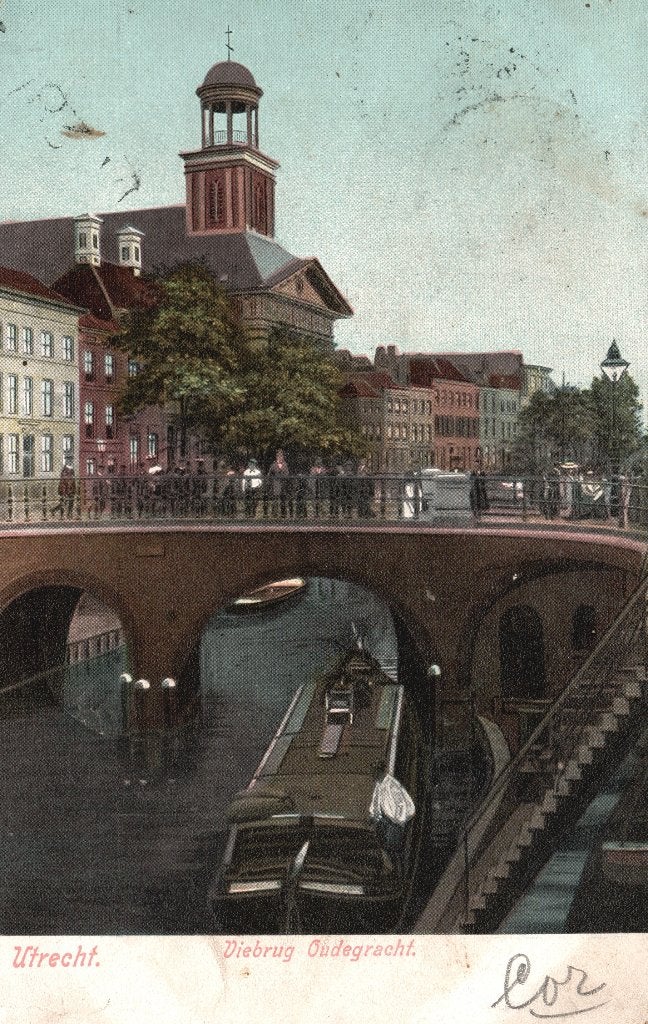Utrecht, Viebrug Oude Gracht (1905) 129145, Ophalen of Verzenden, Voor 1920, Gelopen, Utrecht