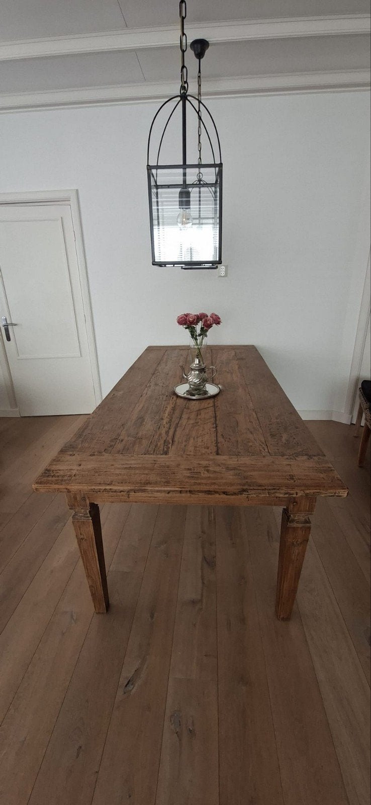 Teaktafel Indonesische handgemaakte tafel 220 x 100, Ophalen, Rechthoekig, 200 cm of meer, 50 tot 100 cm